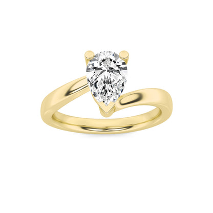 2CTW Pear Lab-Grown Diamond Prong Bypass Shank Engagement Ring 1 Stone