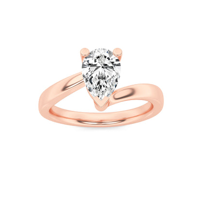 2CTW Pear Lab-Grown Diamond Prong Bypass Shank Engagement Ring 1 Stone