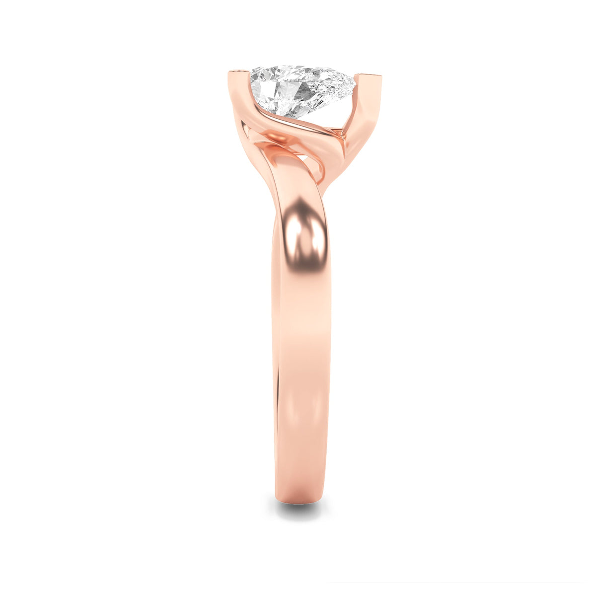 2CTW Pear Lab-Grown Diamond Prong Bypass Shank Engagement Ring 1 Stone