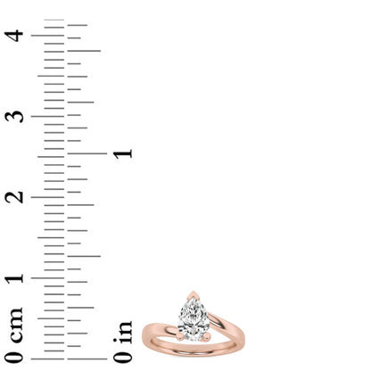2CTW Pear Lab-Grown Diamond Prong Bypass Shank Engagement Ring 1 Stone