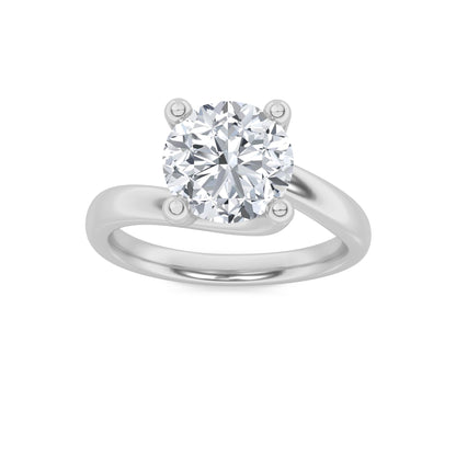 1CTW Round Lab-Grown Diamond Prong Bypass Shank Engagement Ring 1 Stone 6.3mm Width
