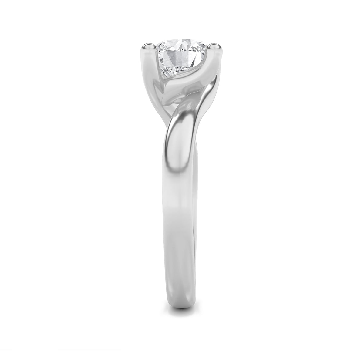 1CTW Round Lab-Grown Diamond Prong Bypass Shank Engagement Ring 1 Stone 6.3mm Width