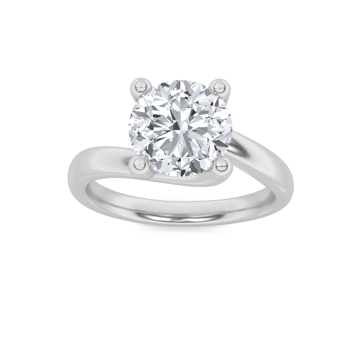 1CTW Round Lab-Grown Diamond Prong Bypass Shank Engagement Ring 1 Stone 6.3mm Width
