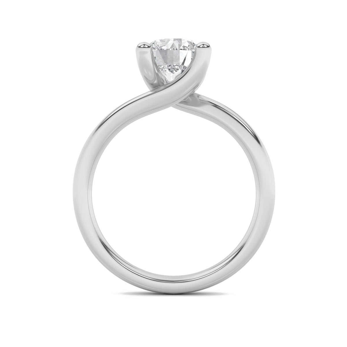 1CTW Round Lab-Grown Diamond Prong Bypass Shank Engagement Ring 1 Stone 6.3mm Width