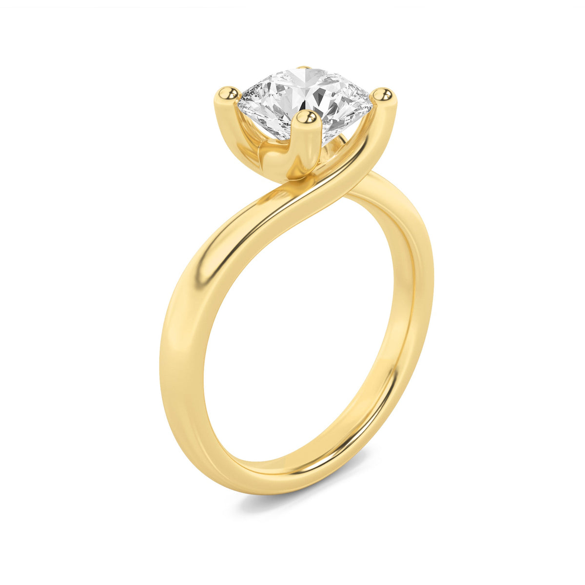 1CTW Round Lab-Grown Diamond Prong Bypass Shank Engagement Ring 1 Stone 6.3mm Width