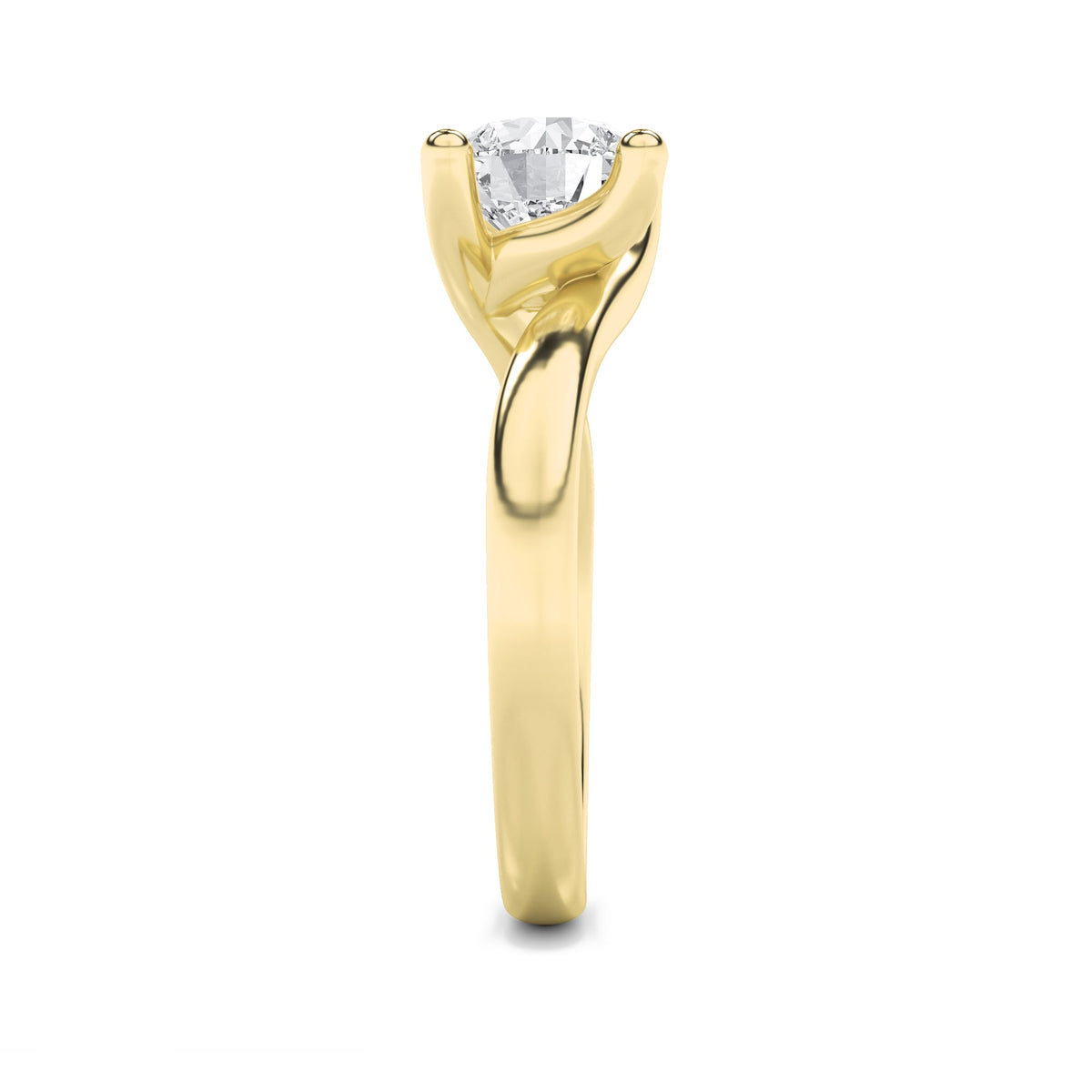1CTW Round Lab-Grown Diamond Prong Bypass Shank Engagement Ring 1 Stone 6.3mm Width