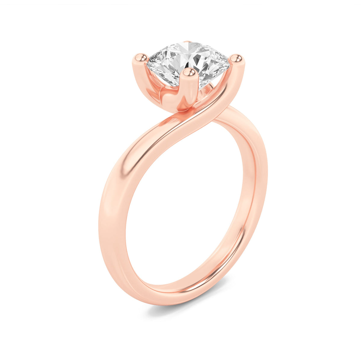 1CTW Round Lab-Grown Diamond Prong Bypass Shank Engagement Ring 1 Stone 6.3mm Width