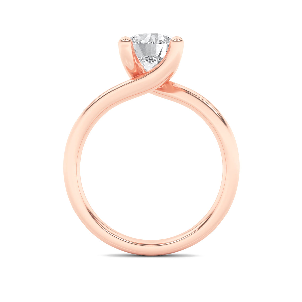 1CTW Round Lab-Grown Diamond Prong Bypass Shank Engagement Ring 1 Stone 6.3mm Width