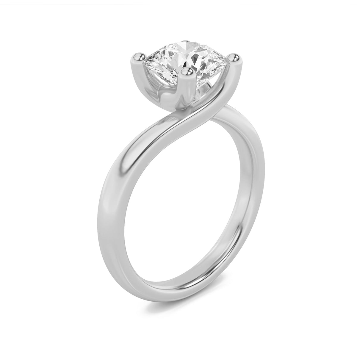 3CTW Round Lab-Grown Diamond Prong Bypass Shank Engagement Ring 1 Stone