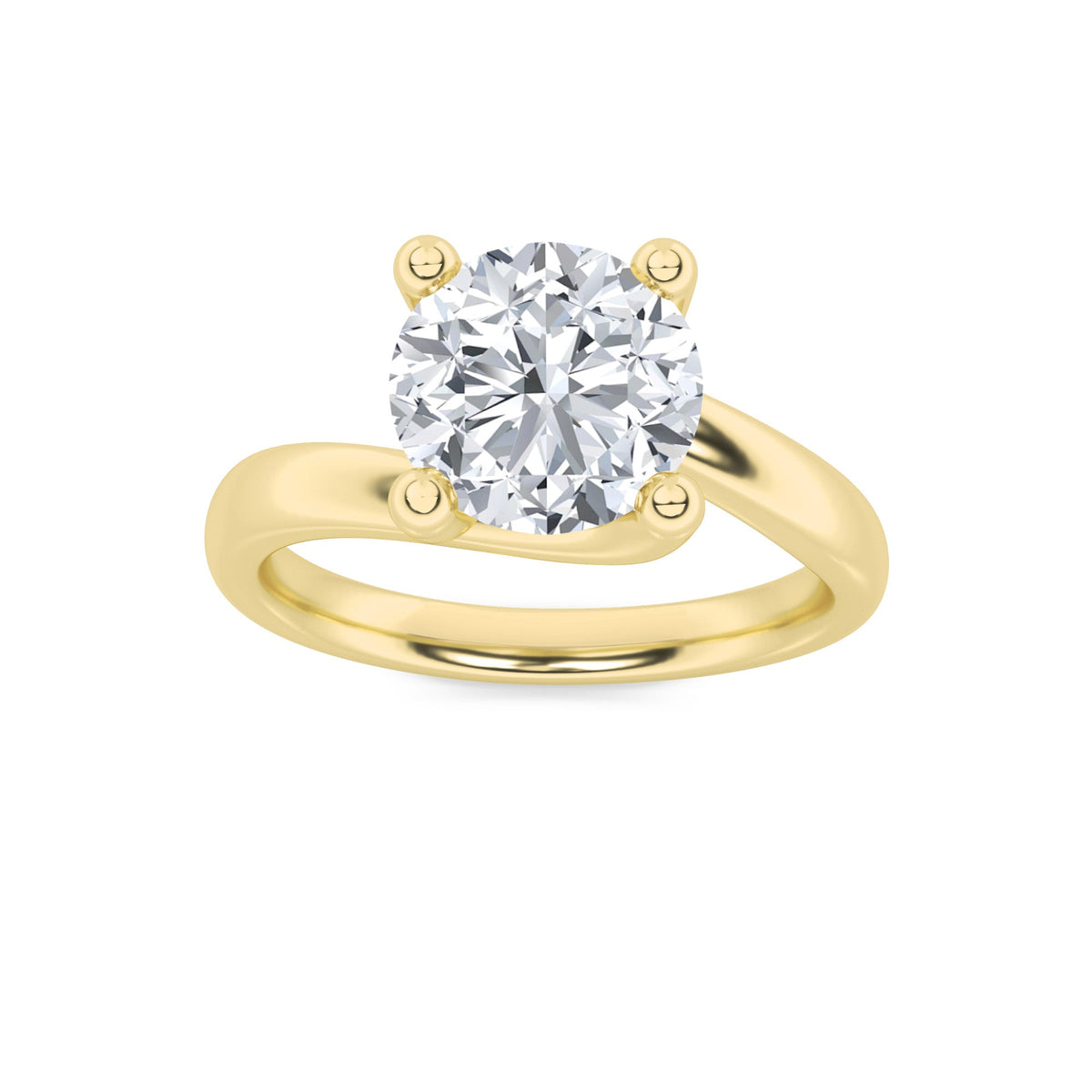 3CTW Round Lab-Grown Diamond Prong Bypass Shank Engagement Ring 1 Stone