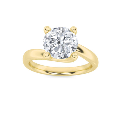 3CTW Round Lab-Grown Diamond Prong Bypass Shank Engagement Ring 1 Stone