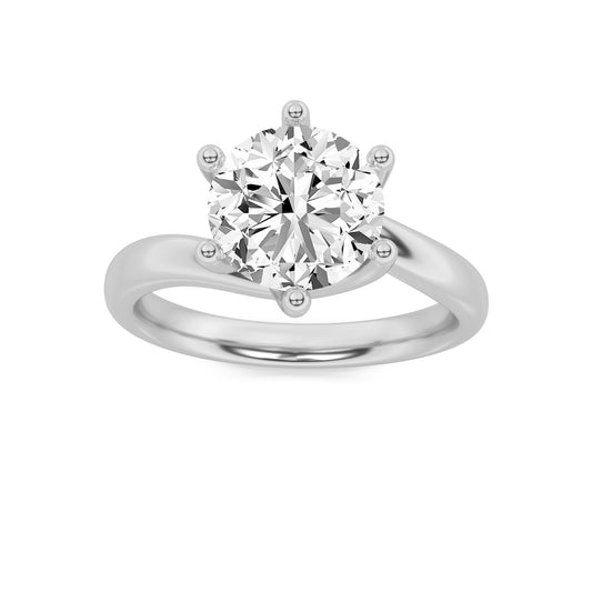1CTW Round Lab-Grown Diamond Prong Bypass Shank Engagement Ring 1 Stone 2.7mm Width