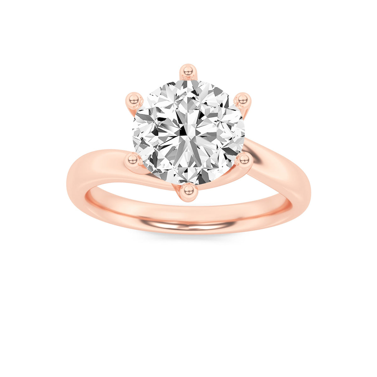2CTW Round Lab-Grown Diamond Prong Bypass Shank Engagement Ring 1 Stone 2.7mm Width