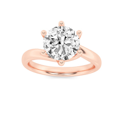 2CTW Round Lab-Grown Diamond Prong Bypass Shank Engagement Ring 1 Stone 2.7mm Width