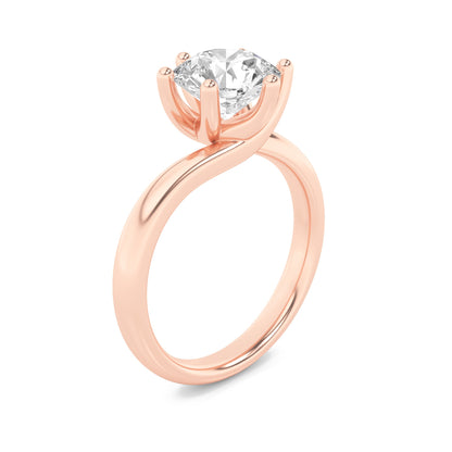 2CTW Round Lab-Grown Diamond Prong Bypass Shank Engagement Ring 1 Stone 2.7mm Width