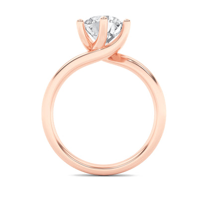 2CTW Round Lab-Grown Diamond Prong Bypass Shank Engagement Ring 1 Stone 2.7mm Width
