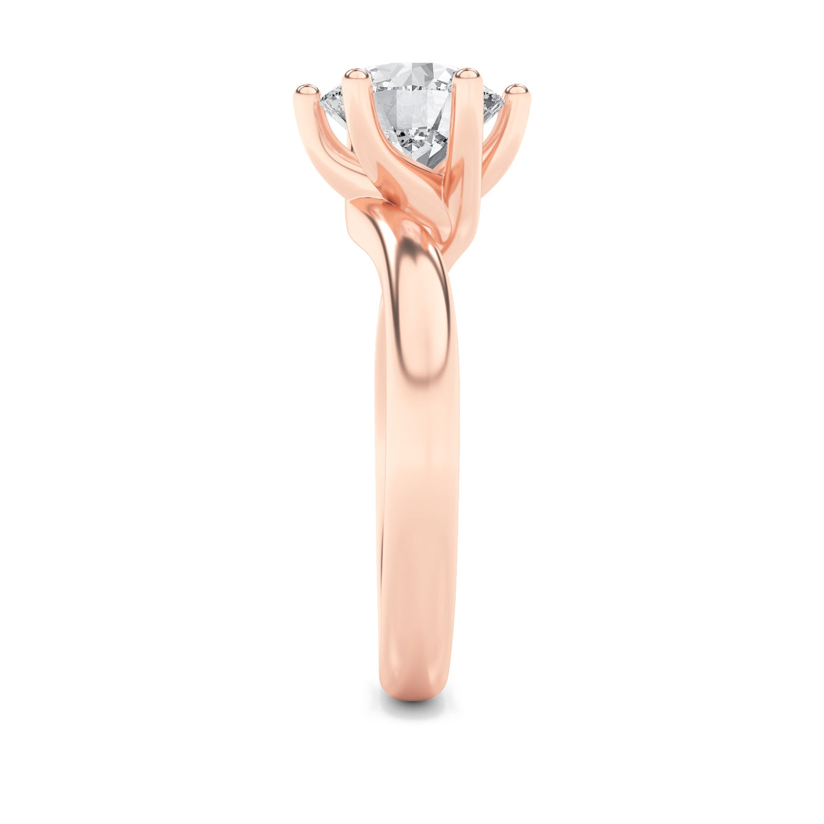 2CTW Round Lab-Grown Diamond Prong Bypass Shank Engagement Ring 1 Stone 2.7mm Width