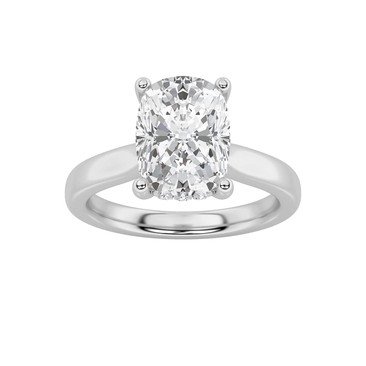 2CTW Elongated Cushion Lab-Grown Diamond Prong Classic Cathedral Shank Engagement Ring 15 Stones