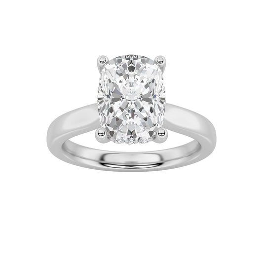 2CTW Elongated Cushion Lab-Grown Diamond Prong Classic Cathedral Shank Engagement Ring 15 Stones