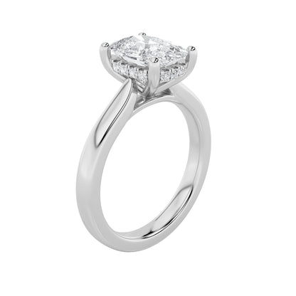 2CTW Elongated Cushion Lab-Grown Diamond Prong Classic Cathedral Shank Engagement Ring 15 Stones
