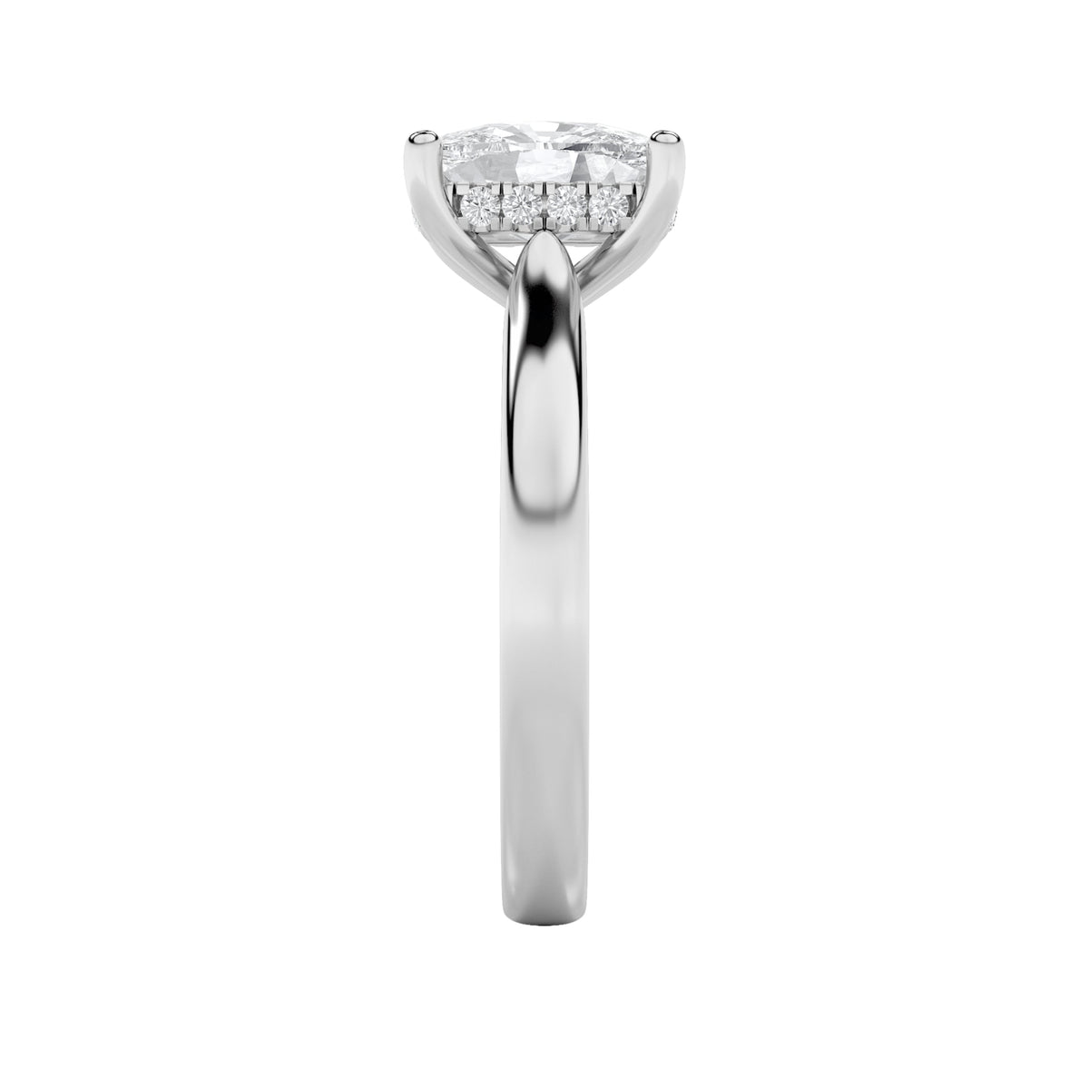 2CTW Elongated Cushion Lab-Grown Diamond Prong Classic Cathedral Shank Engagement Ring 15 Stones