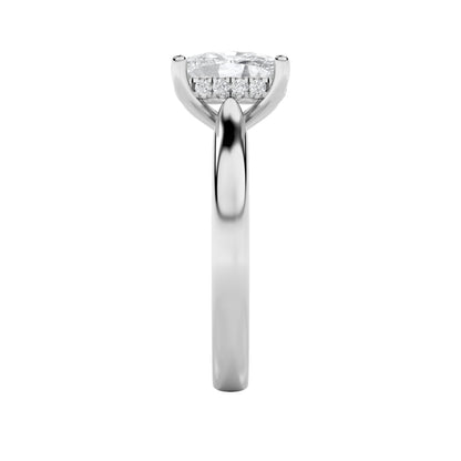 2CTW Elongated Cushion Lab-Grown Diamond Prong Classic Cathedral Shank Engagement Ring 15 Stones