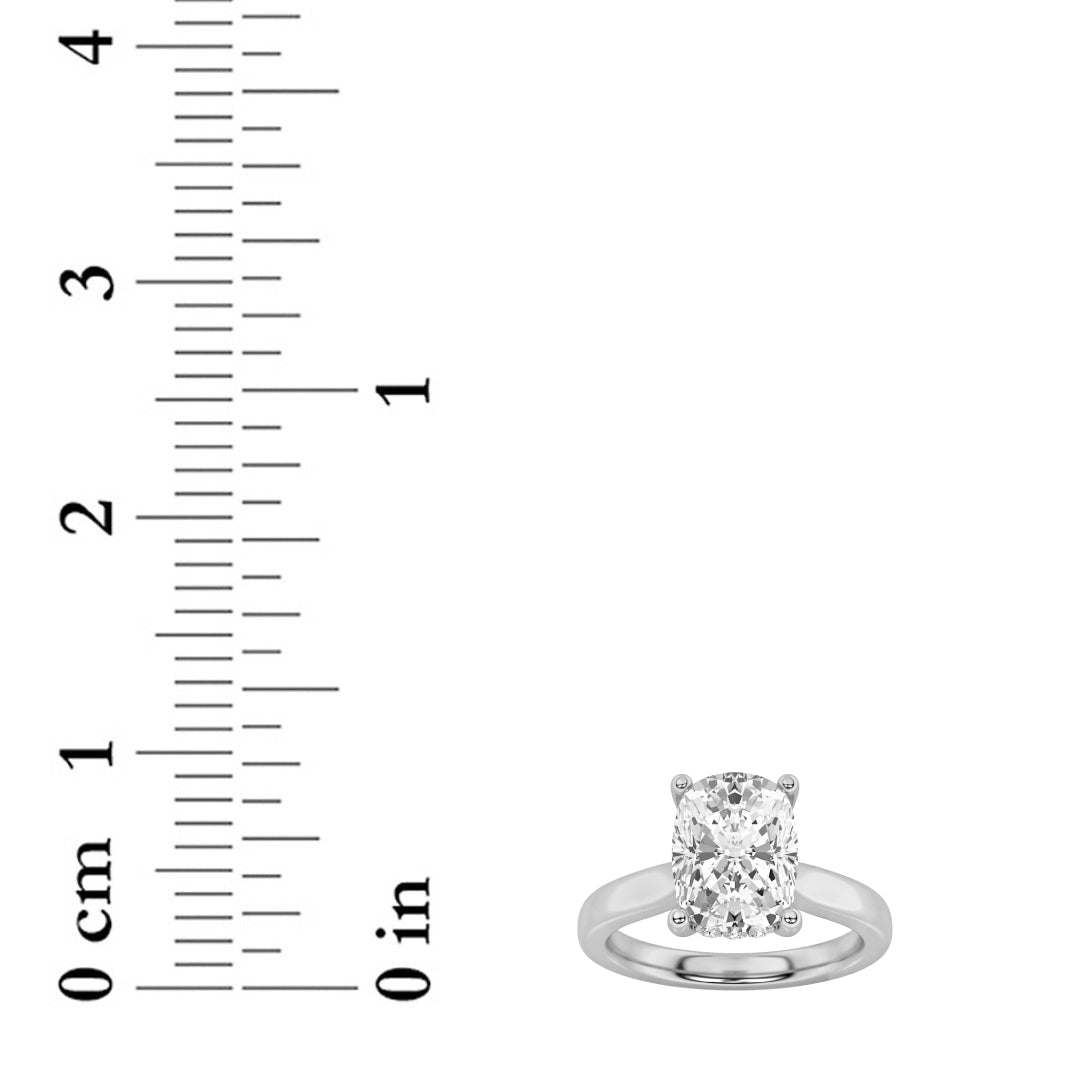 2CTW Elongated Cushion Lab-Grown Diamond Prong Classic Cathedral Shank Engagement Ring 15 Stones