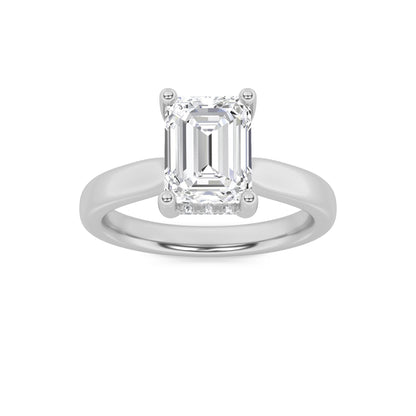 1CTW Emerald Lab-Grown Diamond Prong Hidden Halo Cathedral Shank Engagement Ring 11 Stones
