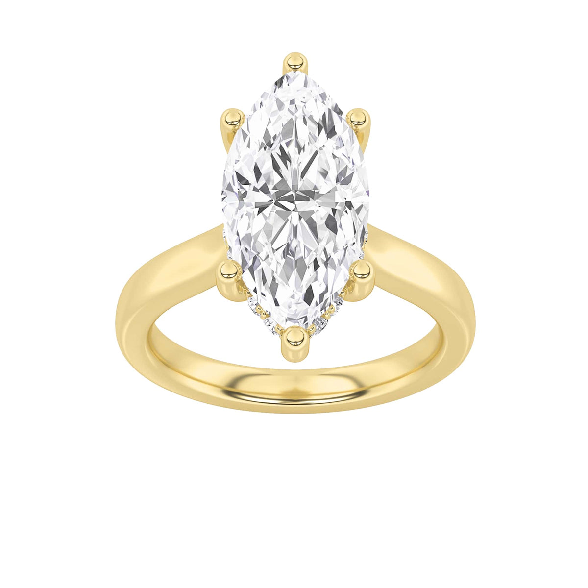 1CTW Marquise Lab-Grown Diamond Prong Hidden Halo Cathedral Shank Engagement Ring 11 Stones