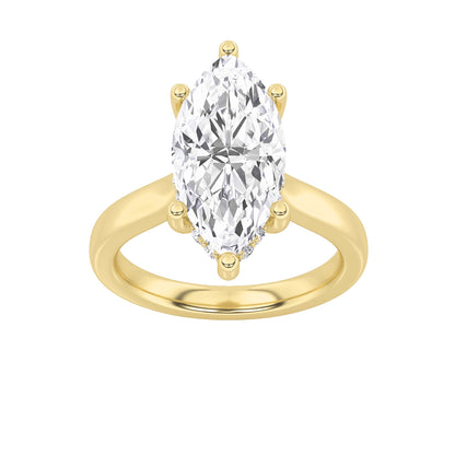 1CTW Marquise Lab-Grown Diamond Prong Hidden Halo Cathedral Shank Engagement Ring 11 Stones