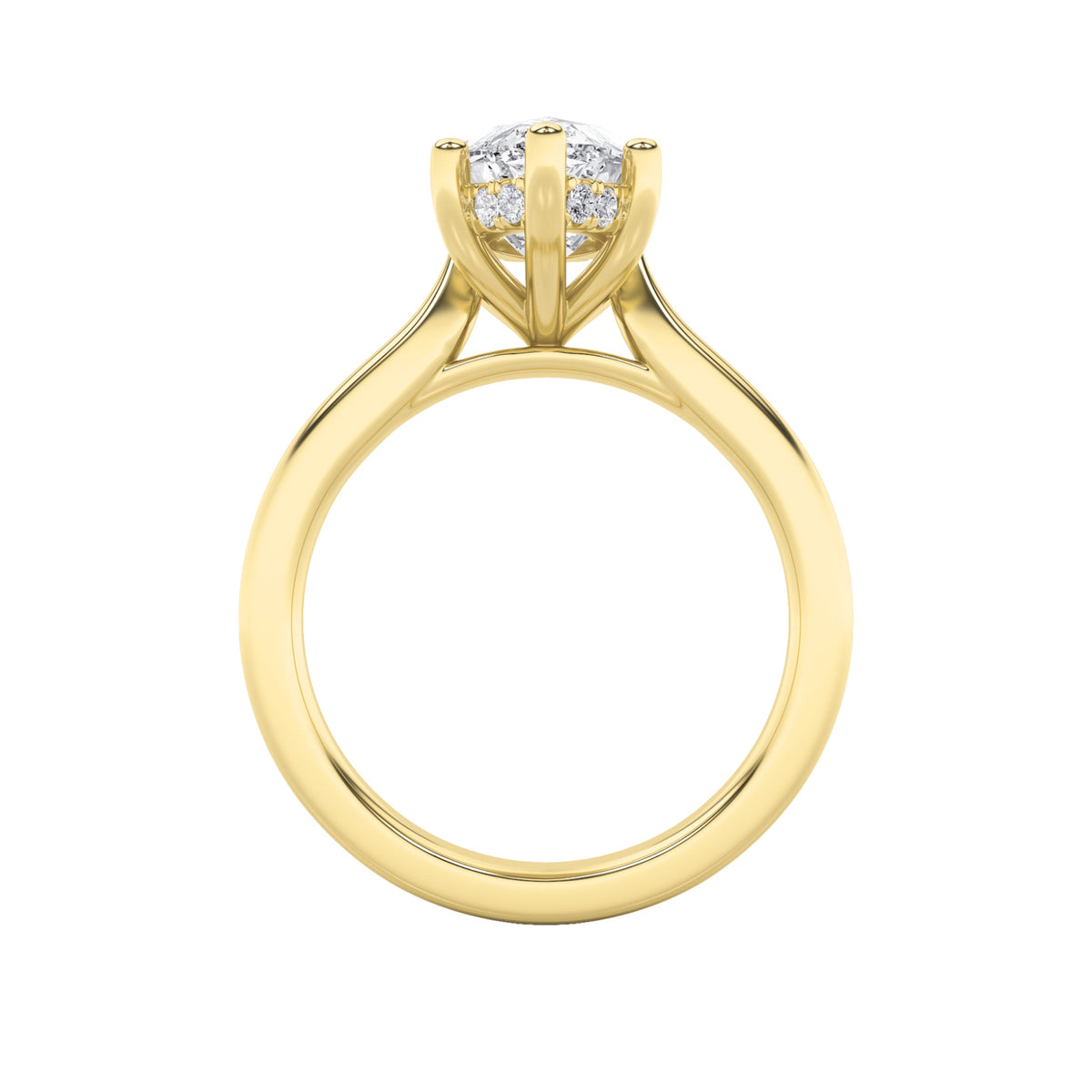 1CTW Marquise Lab-Grown Diamond Prong Hidden Halo Cathedral Shank Engagement Ring 11 Stones