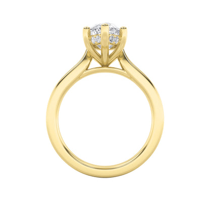1CTW Marquise Lab-Grown Diamond Prong Hidden Halo Cathedral Shank Engagement Ring 11 Stones