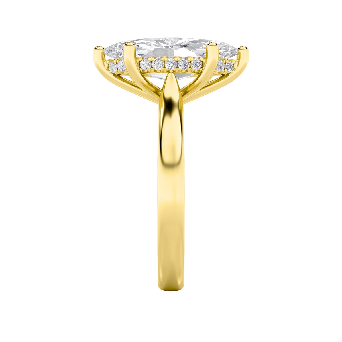 1CTW Marquise Lab-Grown Diamond Prong Hidden Halo Cathedral Shank Engagement Ring 11 Stones
