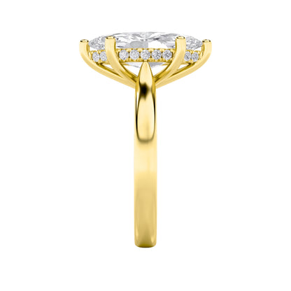 1CTW Marquise Lab-Grown Diamond Prong Hidden Halo Cathedral Shank Engagement Ring 11 Stones