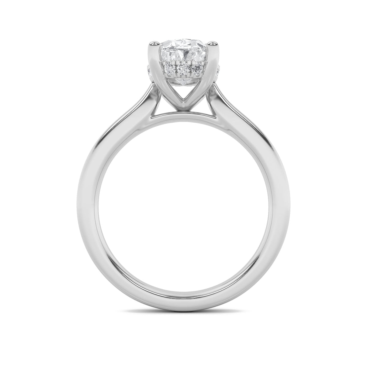 1.5CTW Oval Lab-Grown Diamond Prong Hidden Halo Cathedral Shank Engagement Ring 13 Stones