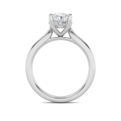 1.5CTW Oval Lab-Grown Diamond Prong Hidden Halo Cathedral Shank Engagement Ring 13 Stones
