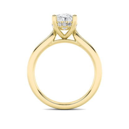 3CTW Oval Lab-Grown Diamond Prong Hidden Halo Cathedral Shank Engagement Ring 17 Stones