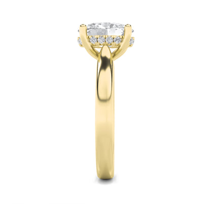3CTW Oval Lab-Grown Diamond Prong Hidden Halo Cathedral Shank Engagement Ring 17 Stones