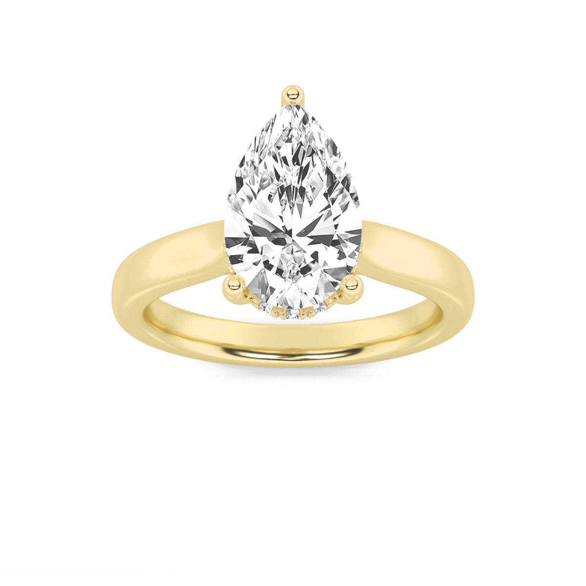3CTW Pear Lab-Grown Diamond Prong Hidden Halo Cathedral Shank Engagement Ring 18 Stones