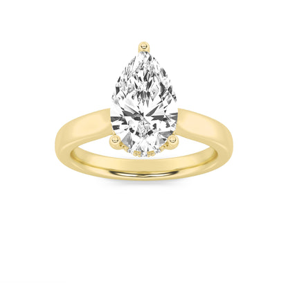 3CTW Pear Lab-Grown Diamond Prong Hidden Halo Cathedral Shank Engagement Ring 18 Stones