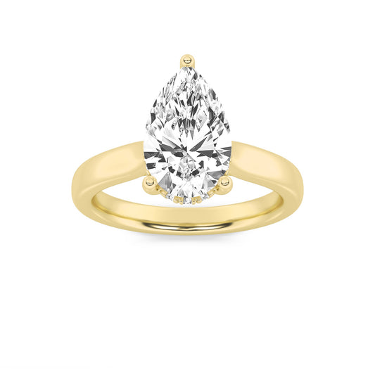 3CTW Pear Lab-Grown Diamond Prong Hidden Halo Cathedral Shank Engagement Ring 18 Stones
