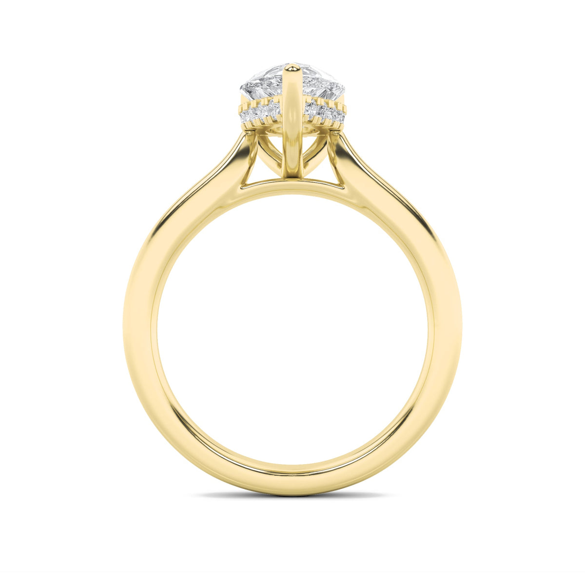 3CTW Pear Lab-Grown Diamond Prong Hidden Halo Cathedral Shank Engagement Ring 18 Stones