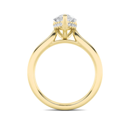3CTW Pear Lab-Grown Diamond Prong Hidden Halo Cathedral Shank Engagement Ring 18 Stones
