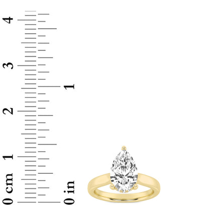 3CTW Pear Lab-Grown Diamond Prong Hidden Halo Cathedral Shank Engagement Ring 18 Stones