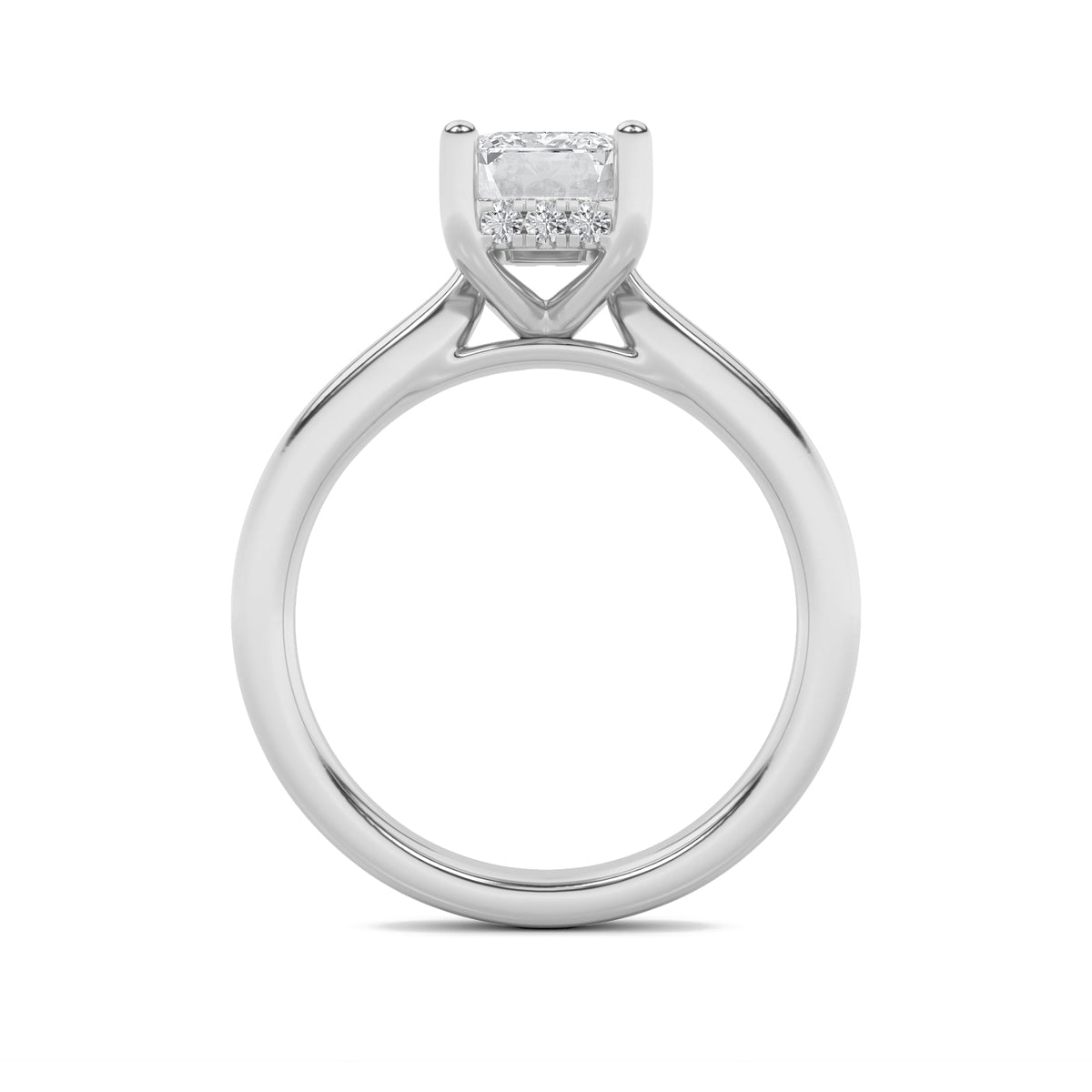 1CTW Radiant Lab-Grown Diamond Prong Hidden Halo Cathedral Shank Engagement Ring 11 Stones