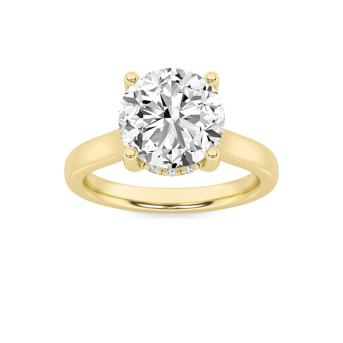 2CTW Round Lab-Grown Diamond Prong Hidden Halo Cathedral Shank Engagement Ring 13 Stones 7mm Width