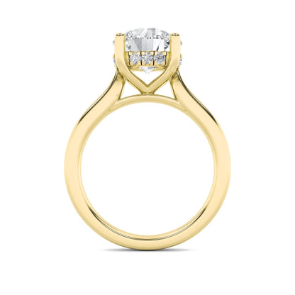 2CTW Round Lab-Grown Diamond Prong Hidden Halo Cathedral Shank Engagement Ring 13 Stones 7mm Width