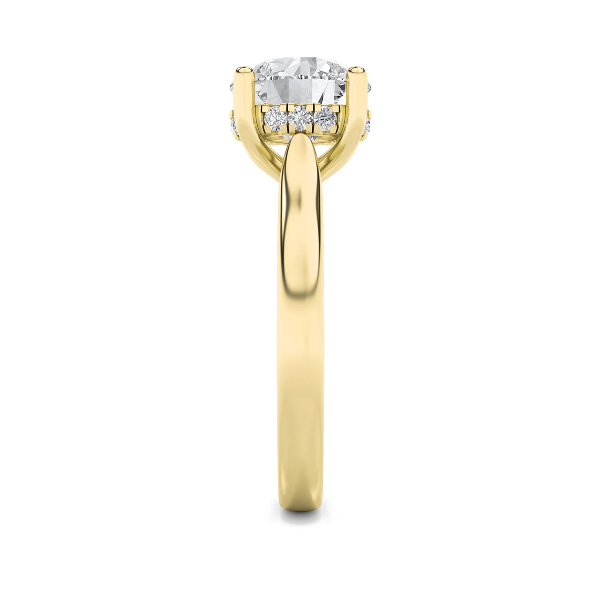 2CTW Round Lab-Grown Diamond Prong Hidden Halo Cathedral Shank Engagement Ring 13 Stones 7mm Width