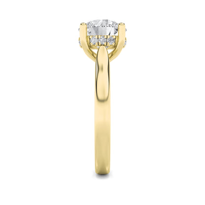 2CTW Round Lab-Grown Diamond Prong Hidden Halo Cathedral Shank Engagement Ring 13 Stones 7mm Width