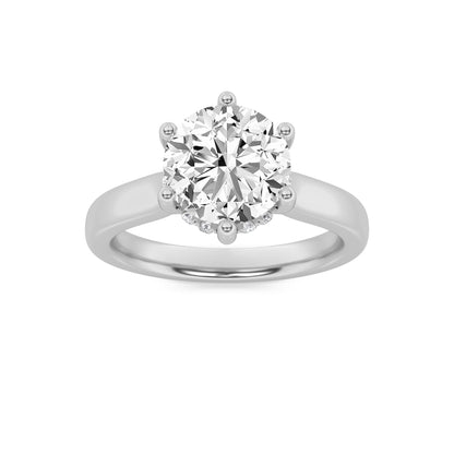2CTW Round Lab-Grown Diamond Prong Hidden Halo Cathedral Shank Engagement Ring 13 Stones 2.9mm Width